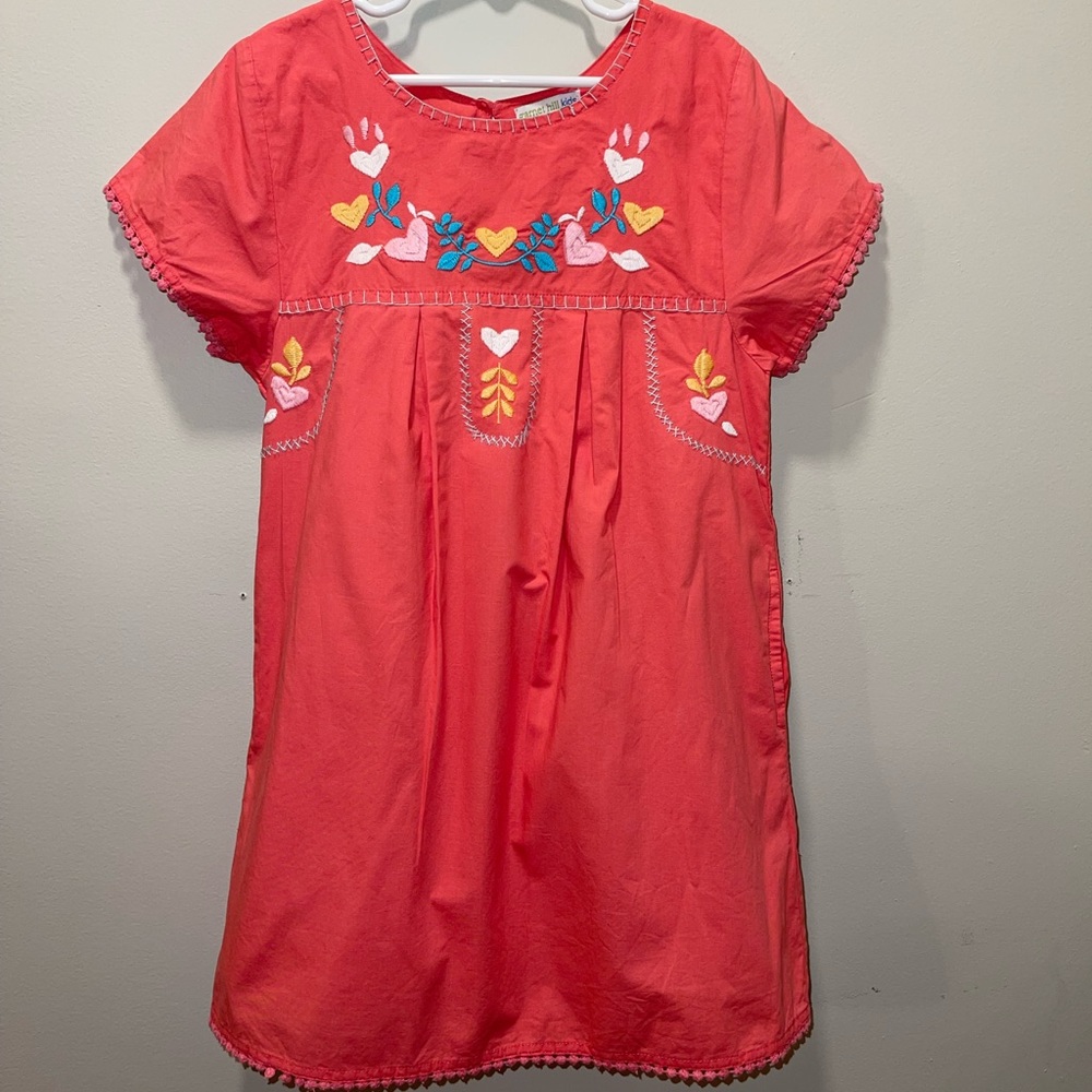 Garnet hill coral embroidered dress